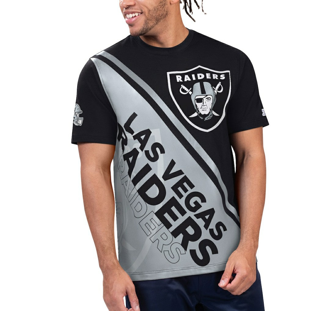 Las Vegas Raiders Starter Finish Line Extreme Graphic T-Shirt - Black/Silver T-shirts