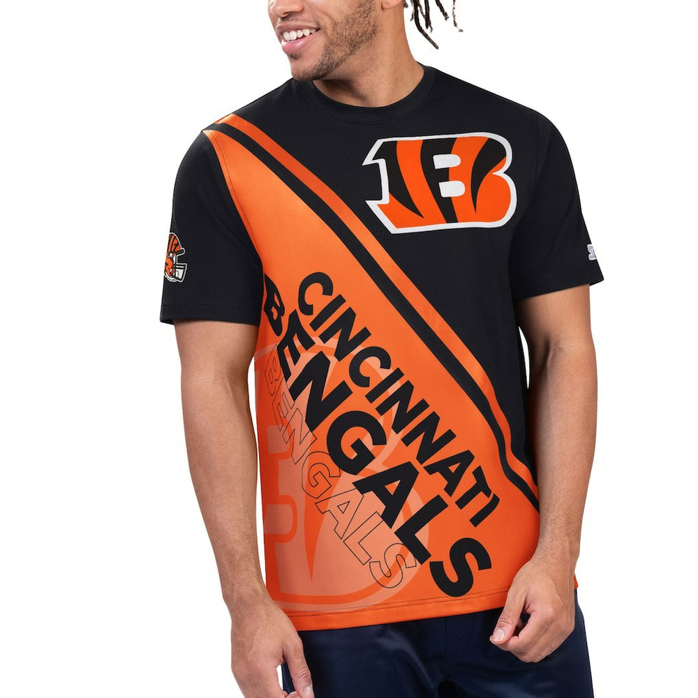 Cincinnati Bengals Starter Finish Line Extreme Graphic T-Shirt - Black/Orange T-shirts