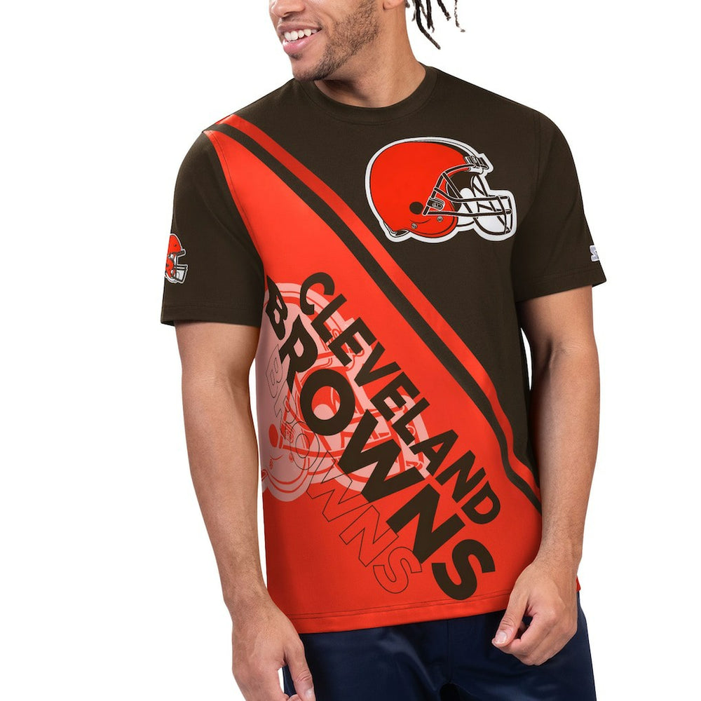 Cleveland Browns Starter Finish Line Extreme Graphic T-Shirt - Brown/Orange T-shirts