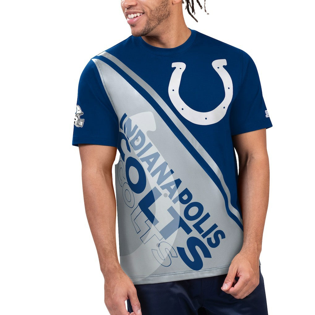 Indianapolis Colts Starter Finish Line Extreme Graphic T-Shirt - Royal/White T-shirts