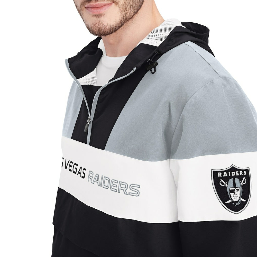 Las Vegas Raiders Tommy Hilfiger Enzo Half-Zip Hoodie Jacket - Black/Silver Hoodies