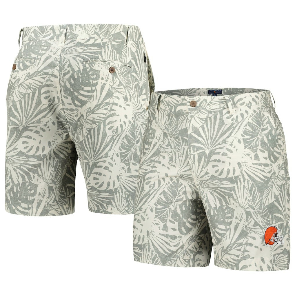 Cleveland Browns Margaritaville Sandwashed Monstera Print Amphib Shorts - Gray Shorts