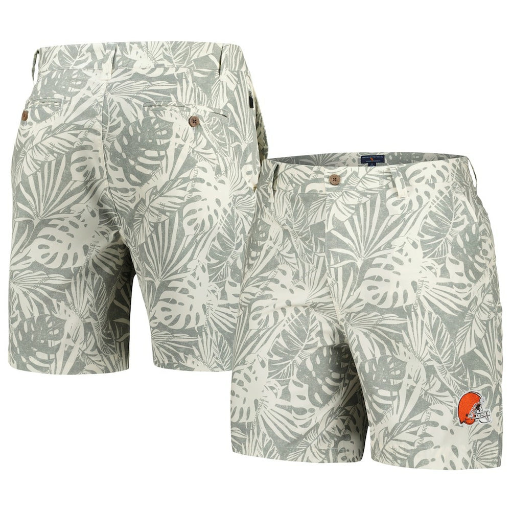 Cleveland Browns Margaritaville Sandwashed Monstera Print Amphib Shorts - Gray Shorts
