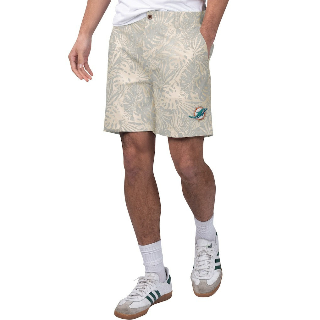 Miami Dolphins Margaritaville Sandwashed Monstera Print Amphib Shorts - Gray Shorts