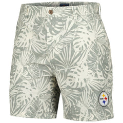 Pittsburgh Steelers Margaritaville Sandwashed Monstera Print Amphib Shorts - Gray Shorts