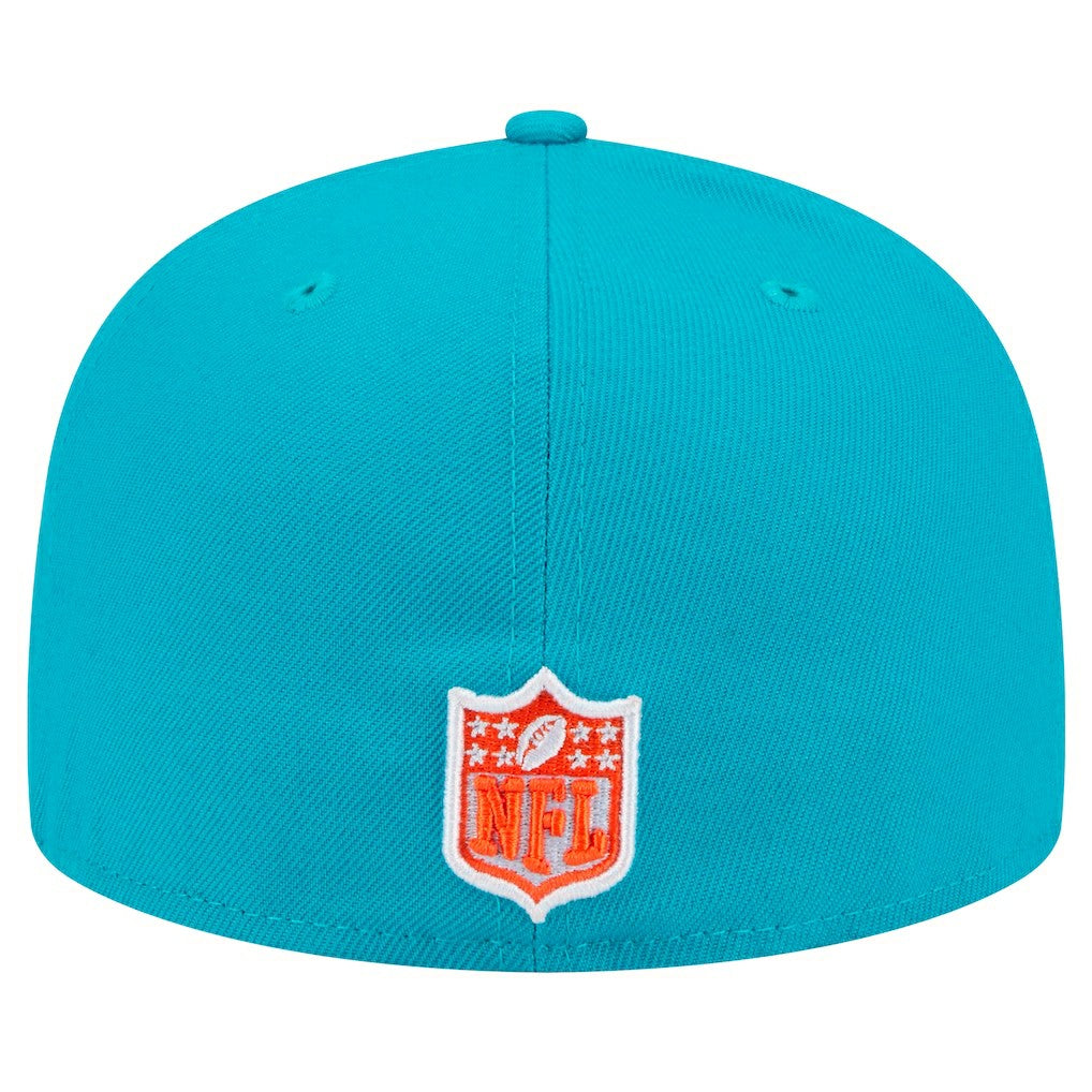Miami Dolphins New Era Script Sided 59FIFTY Fitted Hat - Aqua Hats