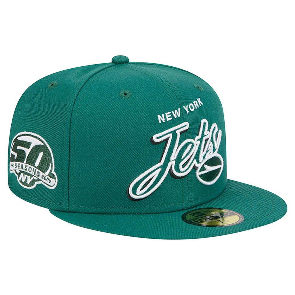 New York Jets New Era Script Sided 59FIFTY Fitted Hat - Green Hats
