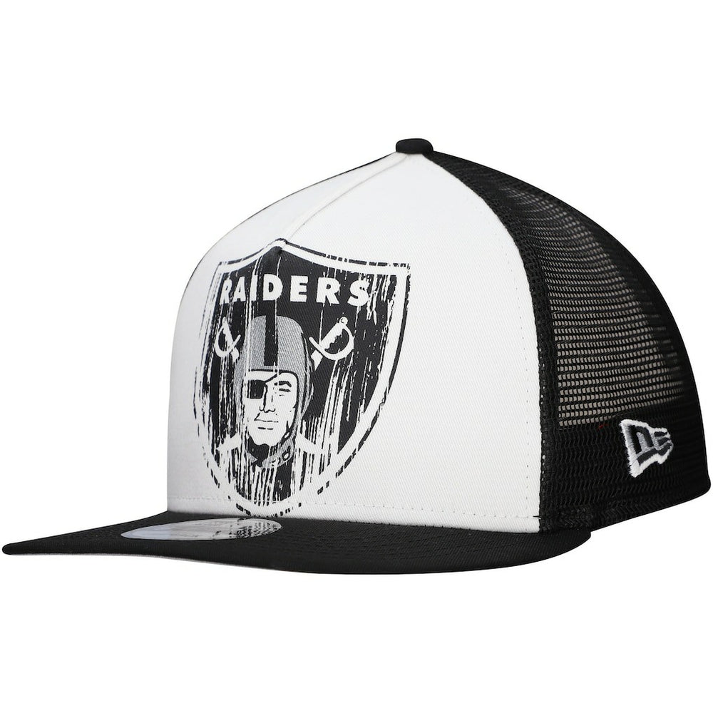 New Era Las Vegas Raiders Distressed 9FIFTY A-Frame Snapback Hat - White/Black Hats