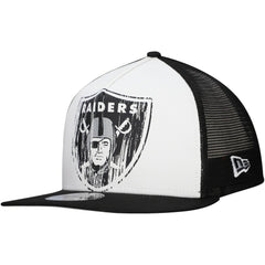 New Era Las Vegas Raiders Distressed 9FIFTY A-Frame Snapback Hat - White/Black Hats