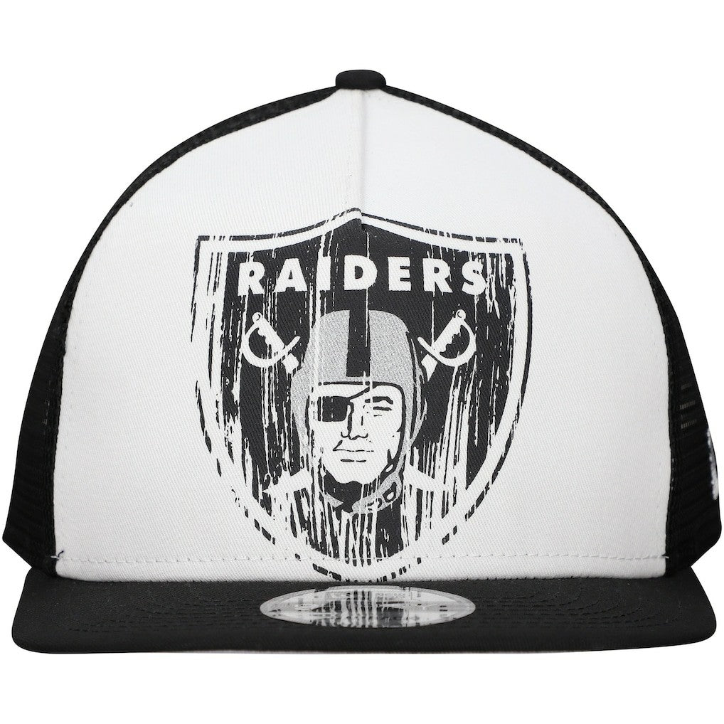 New Era Las Vegas Raiders Distressed 9FIFTY A-Frame Snapback Hat - White/Black Hats