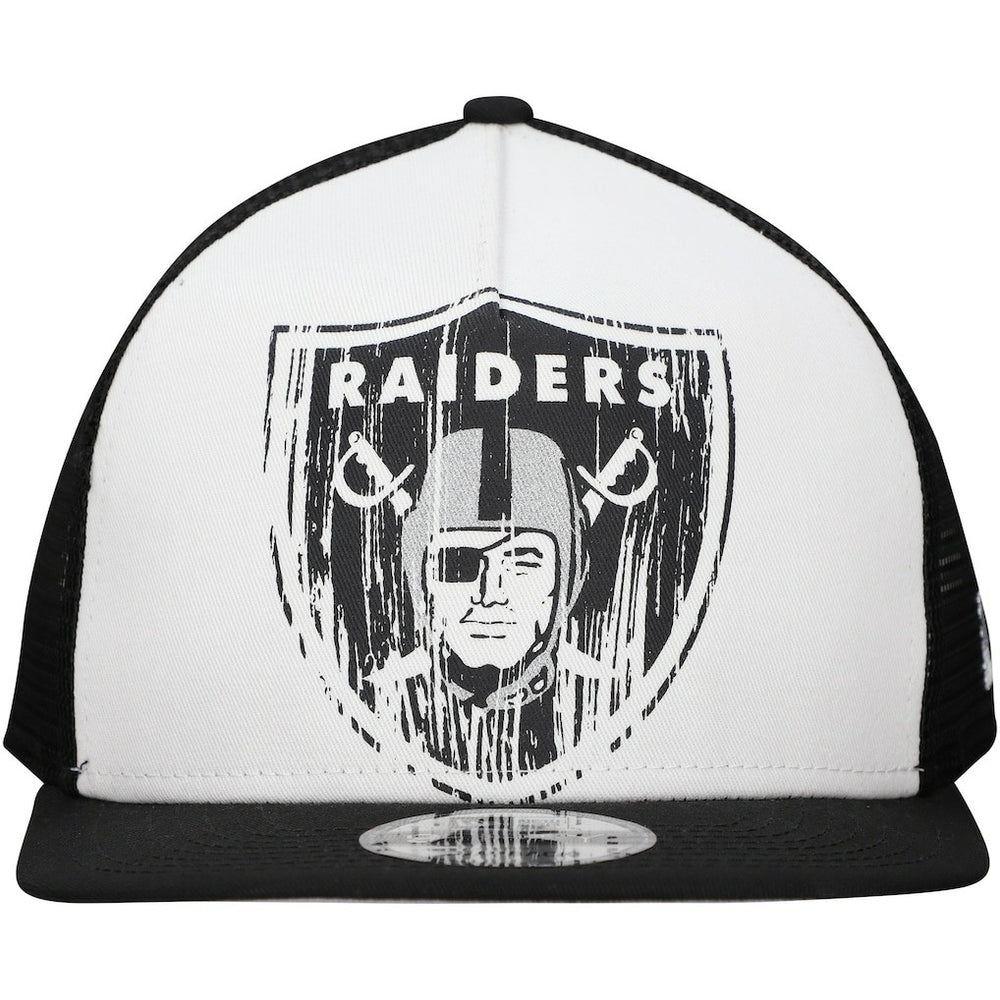 New Era Las Vegas Raiders Distressed 9FIFTY A-Frame Snapback Hat - White/Black Hats