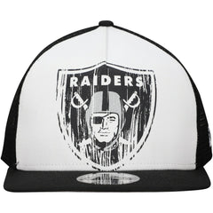 New Era Las Vegas Raiders Distressed 9FIFTY A-Frame Snapback Hat - White/Black Hats