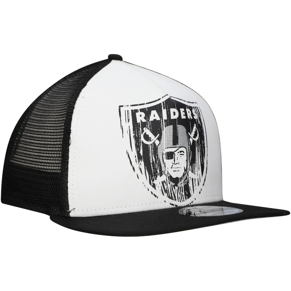 New Era Las Vegas Raiders Distressed 9FIFTY A-Frame Snapback Hat - White/Black Hats