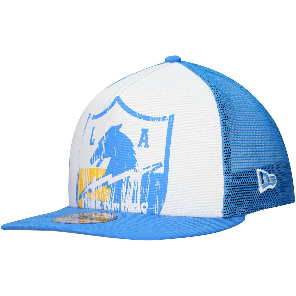 New Era Los Angeles Chargers Distressed 9FIFTY A-Frame Snapback Hat - White/Powder Blue Hats
