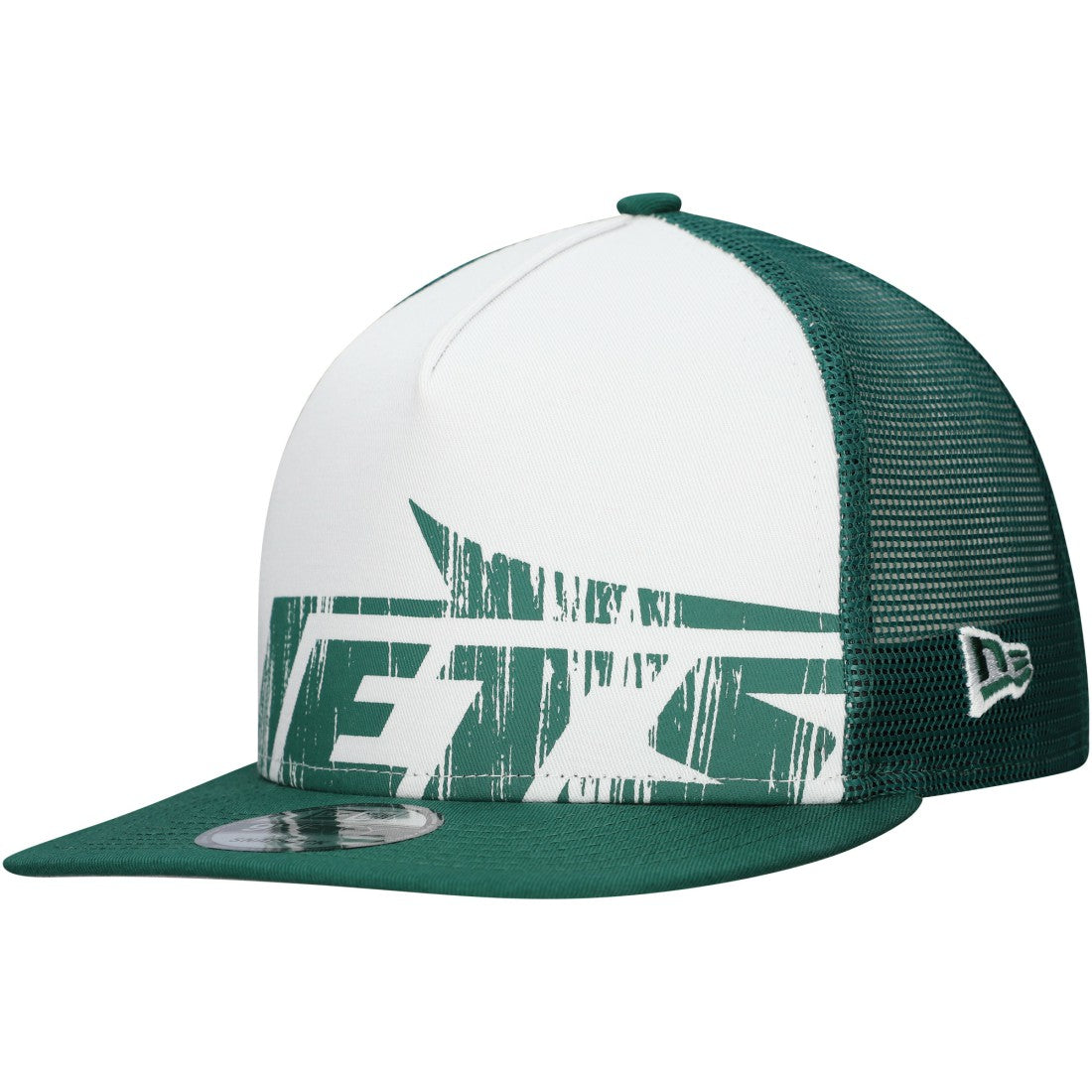 New Era New York Jets Distressed 9FIFTY A-Frame Snapback Hat - White/Green Hats