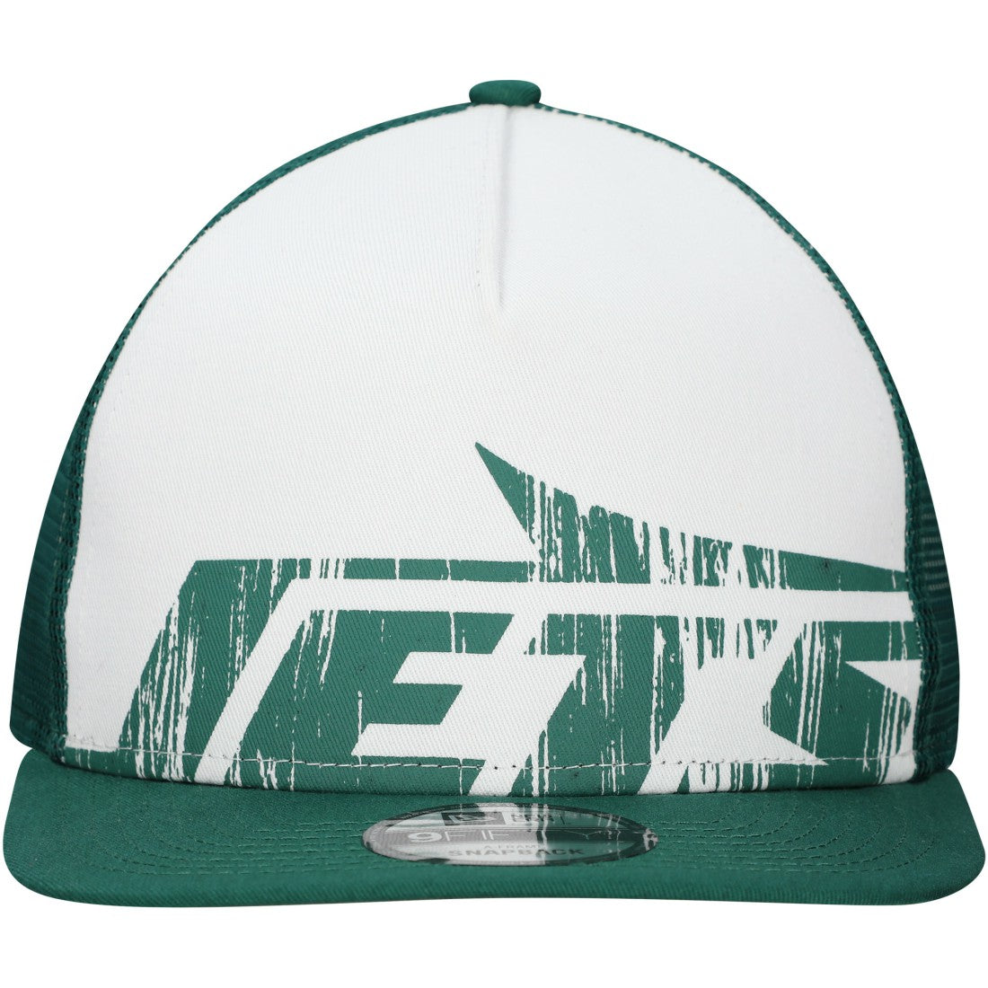 New Era New York Jets Distressed 9FIFTY A-Frame Snapback Hat - White/Green Hats