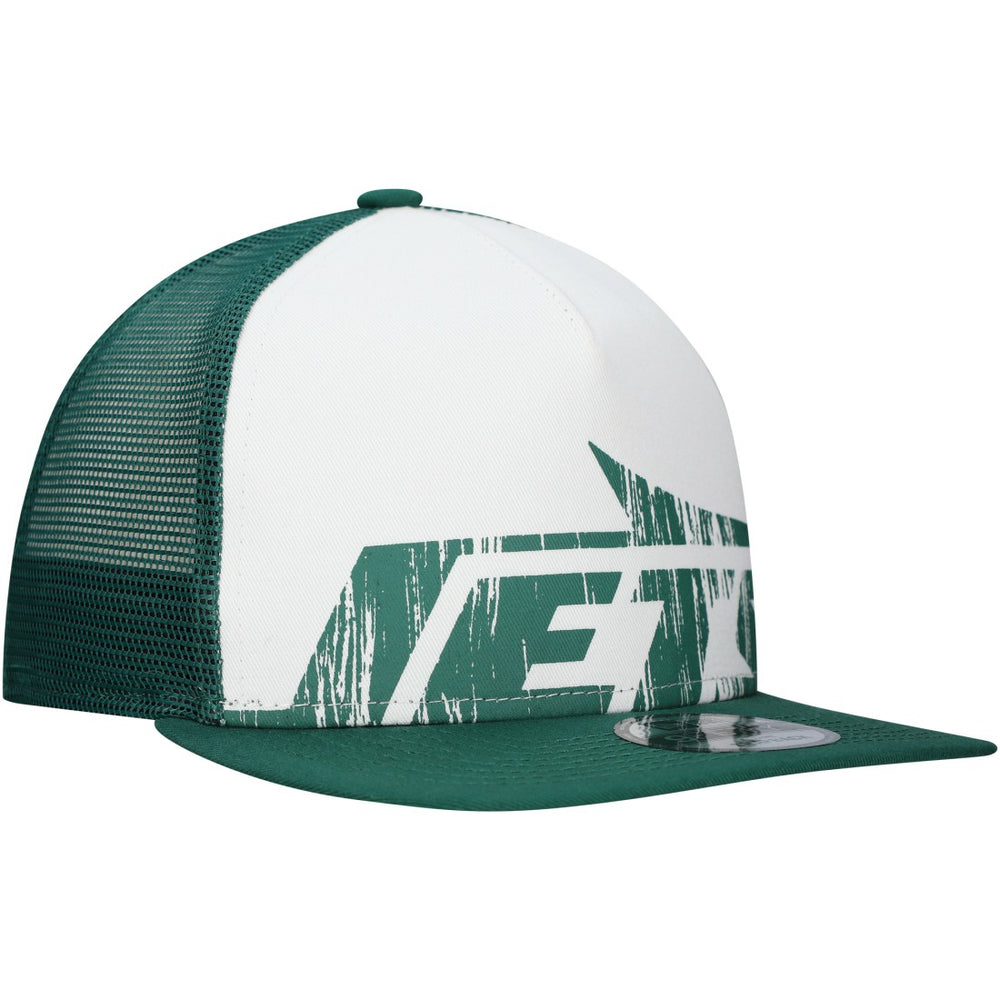 New Era New York Jets Distressed 9FIFTY A-Frame Snapback Hat - White/Green Hats