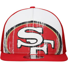 New Era San Francisco 49ers Distressed 9FIFTY A-Frame Snapback Hat - White/Scarlet Hats