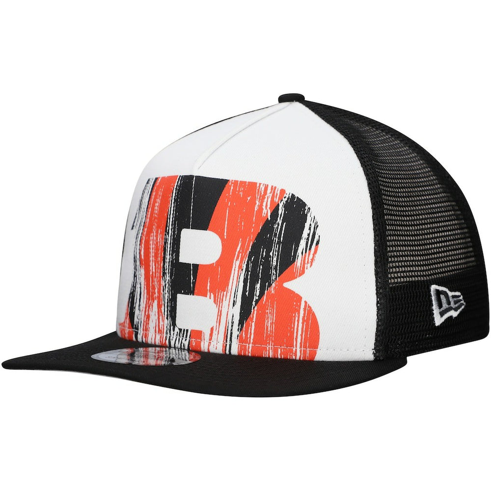 New Era Cincinnati Bengals Distressed 9FIFTY A-Frame Snapback Hat - White/Black Hats