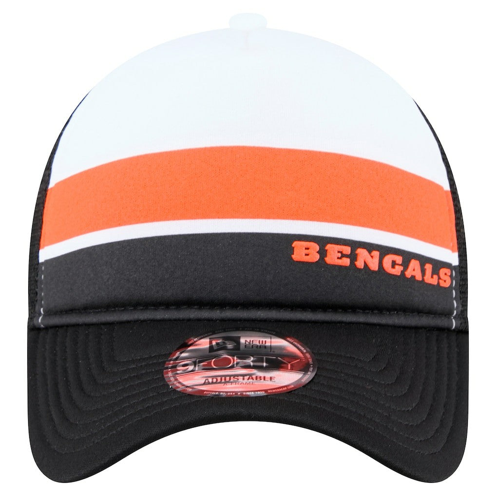 Cincinnati Bengals New Era Sport Night Color Block 9FORTY A-Frame Trucker Adjustable Hat - White/Black Hats