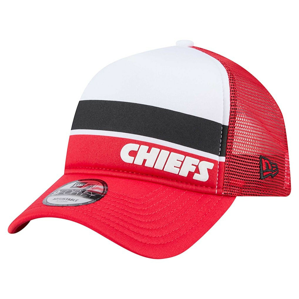 Kansas City Chiefs New Era Sport Night Color Block 9FORTY A-Frame Trucker Adjustable Hat - White/Red Hats