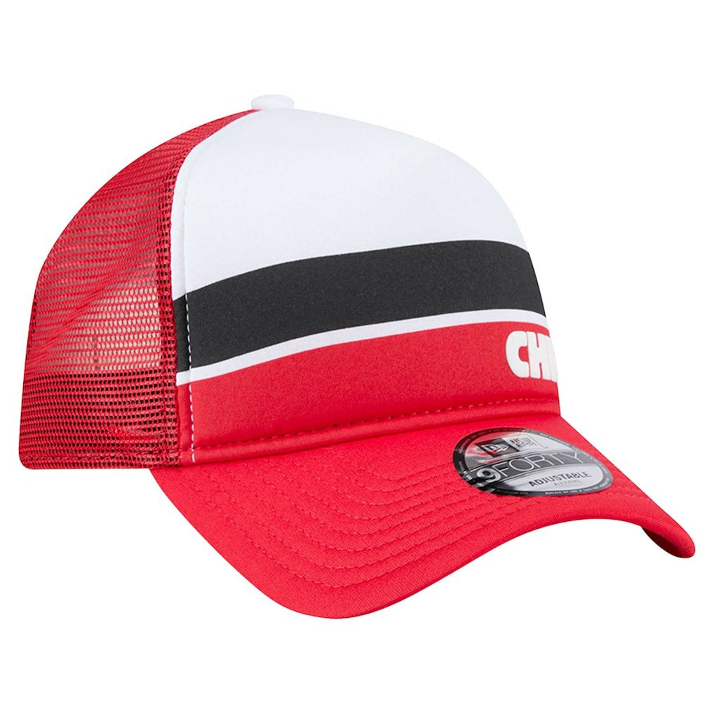 Kansas City Chiefs New Era Sport Night Color Block 9FORTY A-Frame Trucker Adjustable Hat - White/Red Hats