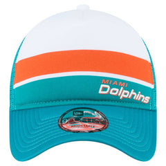 Miami Dolphins New Era Color-Block 9FORTY A-Frame Trucker Adjustable Hat - White/Aqua Hats