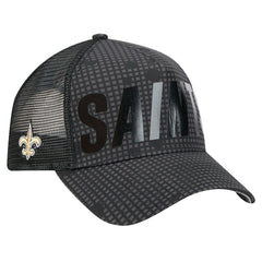 New Orleans Saints New Era Midnight Ink Tonal Text A-Frame Trucker 9FORTY Adjustable Hat - Black Hats