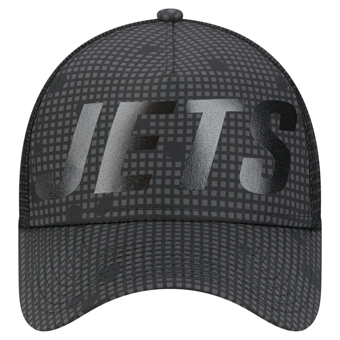 New York Jets New Era Throwback Midnight Ink Tonal Text A-Frame Trucker 9FORTY Adjustable Hat - Black Hats