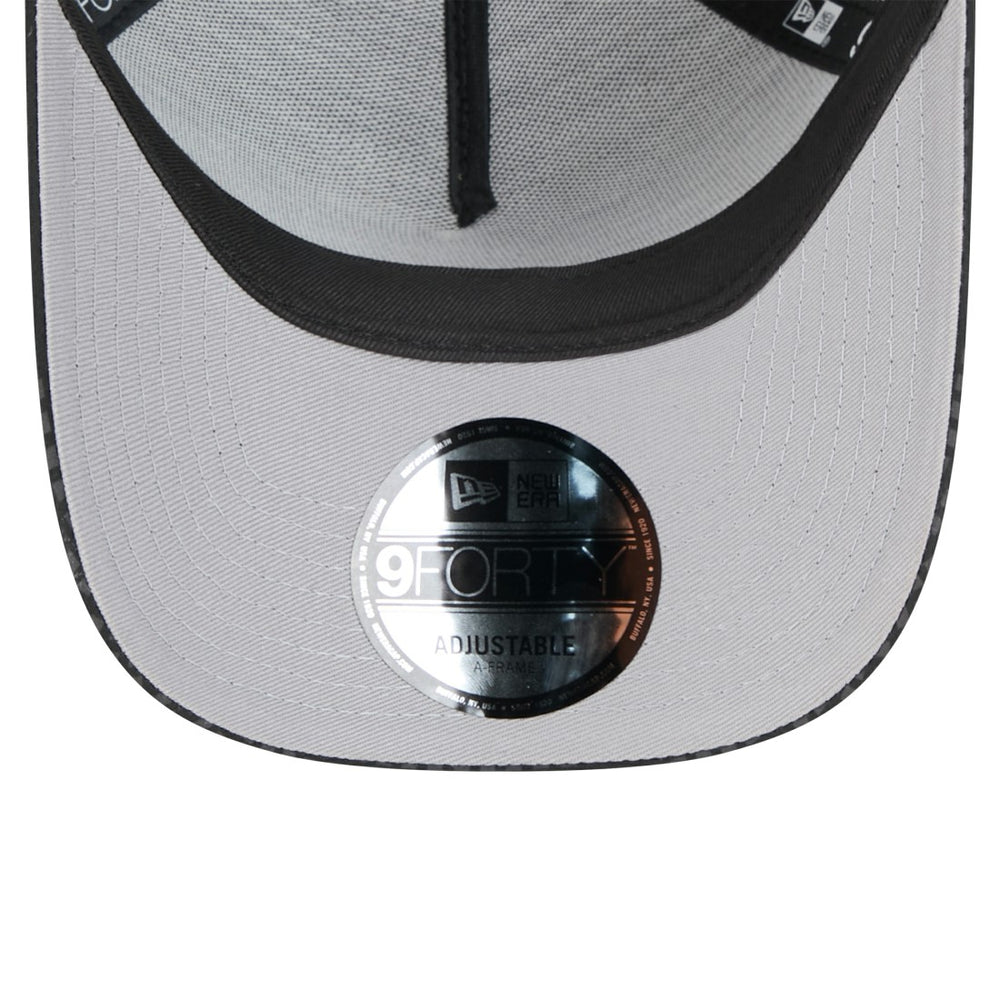 New York Jets New Era Throwback Midnight Ink Tonal Text A-Frame Trucker 9FORTY Adjustable Hat - Black Hats