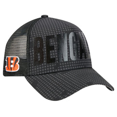 Cincinnati Bengals New Era Midnight Ink Tonal Text A-Frame Trucker 9FORTY Adjustable Hat - Black Hats