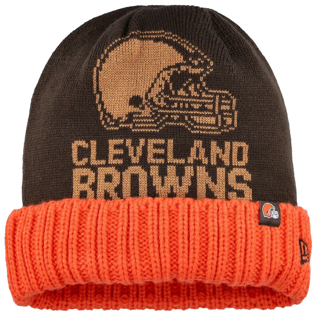 Cleveland Browns New Era Oversize Cuffed Knit Hat - Brown Hats