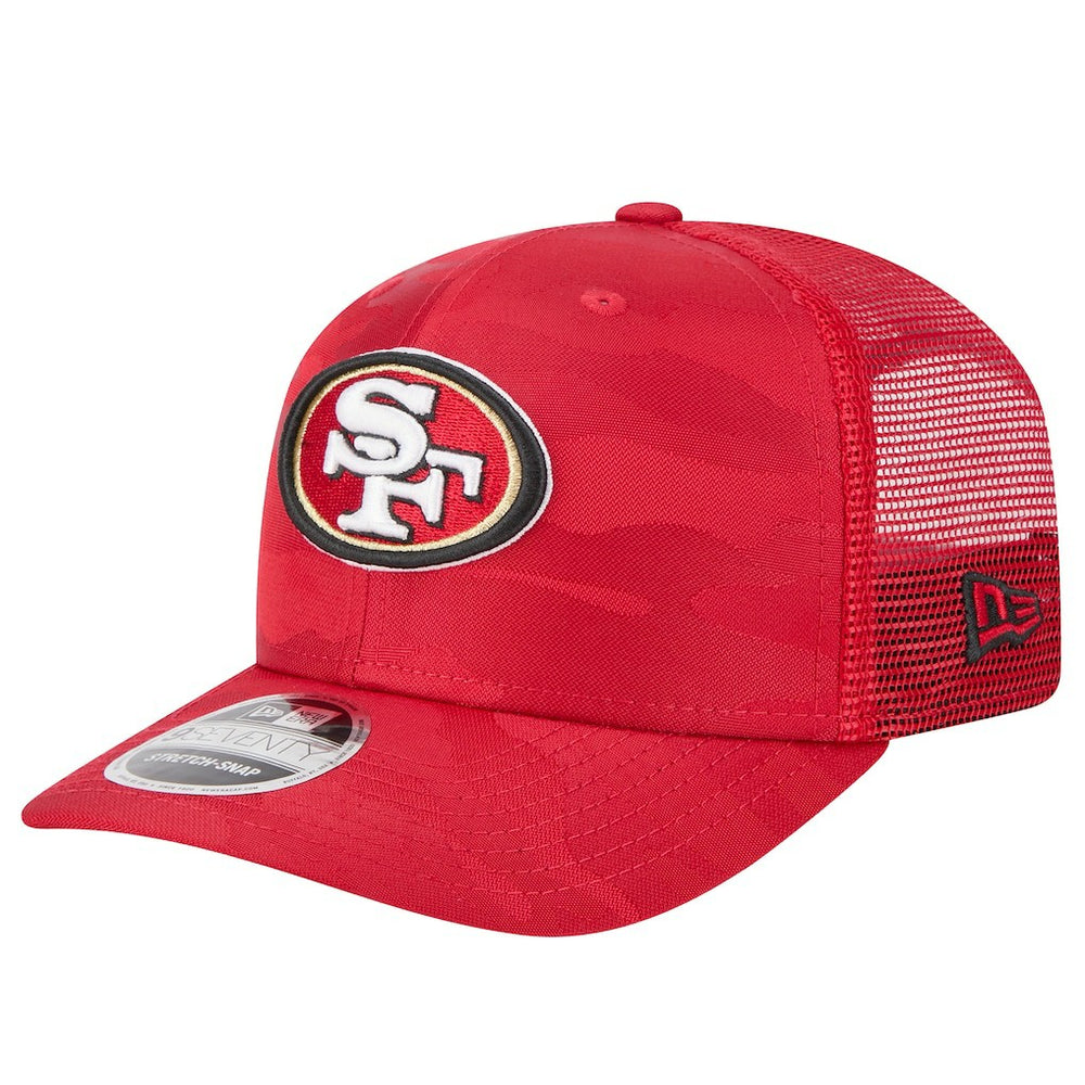 San Francisco 49ers New Era Adventure Camo Trucker 9SEVENTY Stretch-Snap Adjustable Hat - Scarlet Hats