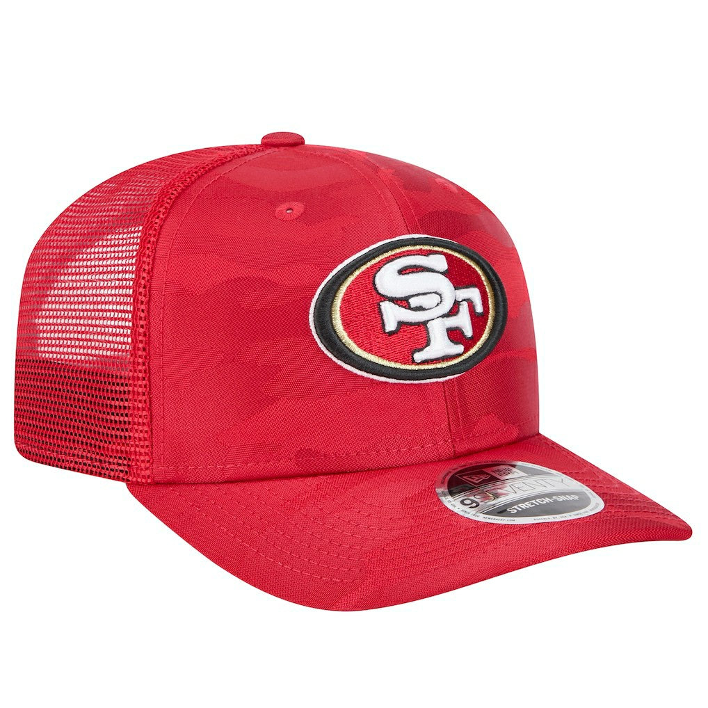San Francisco 49ers New Era Adventure Camo Trucker 9SEVENTY Stretch-Snap Adjustable Hat - Scarlet Hats
