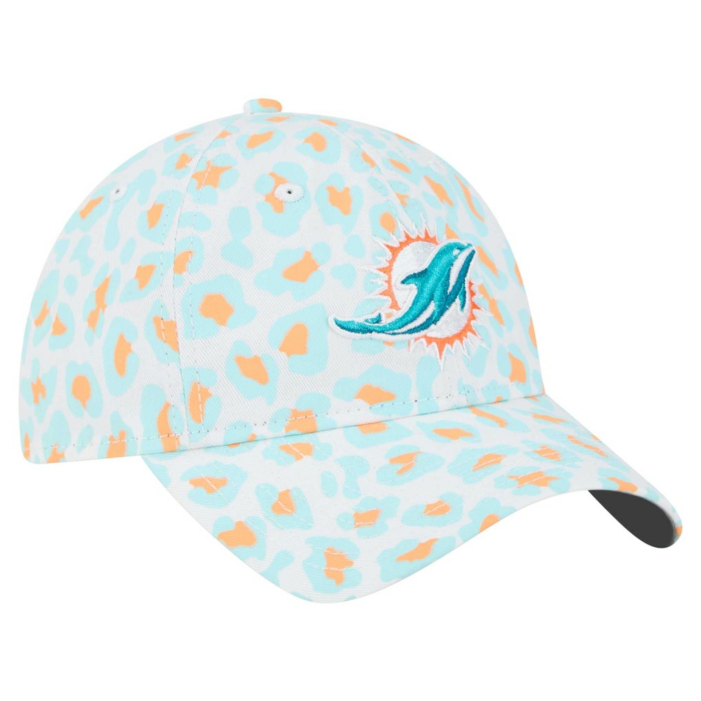 Miami Dolphins New Era Women's Active Leopard 9TWENTY Adjustable Hat - White Hats