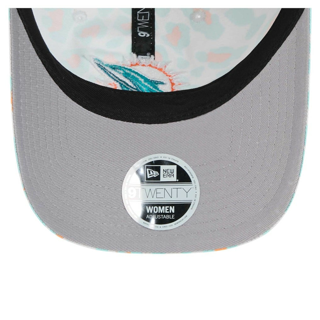 Miami Dolphins New Era Women's Active Leopard 9TWENTY Adjustable Hat - White Hats