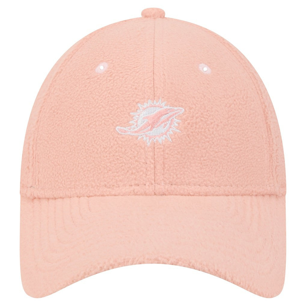 Miami Dolphins New Era Women's Cozy Sherpa 9FORTY Adjustable Hat - Light Pink Hats
