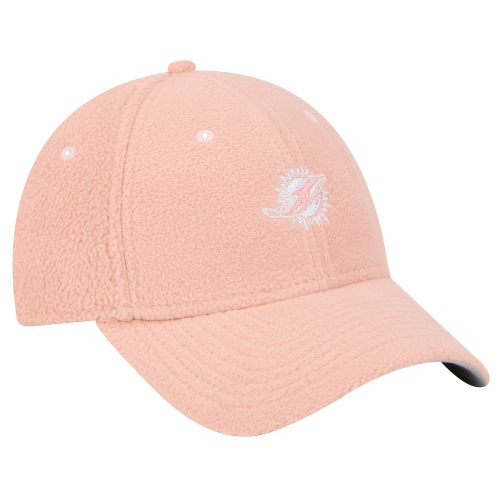 Miami Dolphins New Era Women's Cozy Sherpa 9FORTY Adjustable Hat - Light Pink Hats