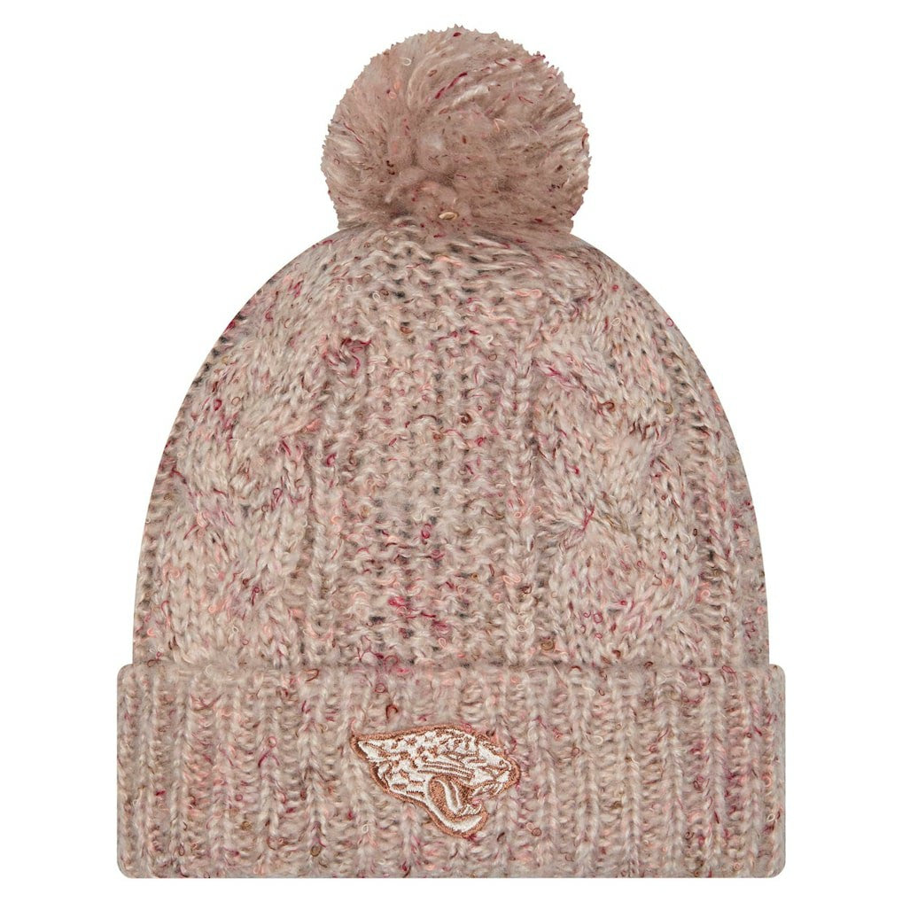 Jacksonville Jaguars New Era Women's Trendy Tone Cuffed Knit Hat with Pom - Stone Hats