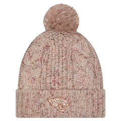 Jacksonville Jaguars New Era Women's Trendy Tone Cuffed Knit Hat with Pom - Stone Hats