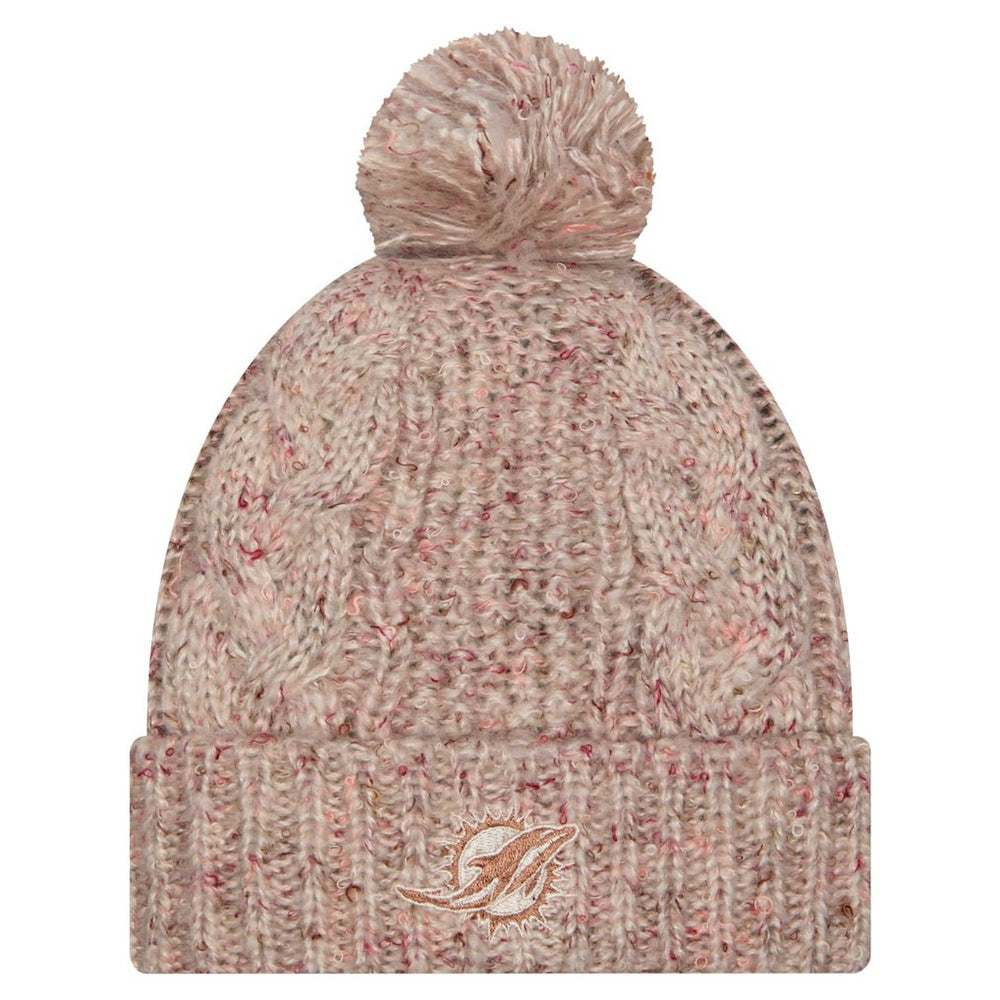 Miami Dolphins New Era Women's Trendy Tone Cuffed Knit Hat with Pom - Stone Hats
