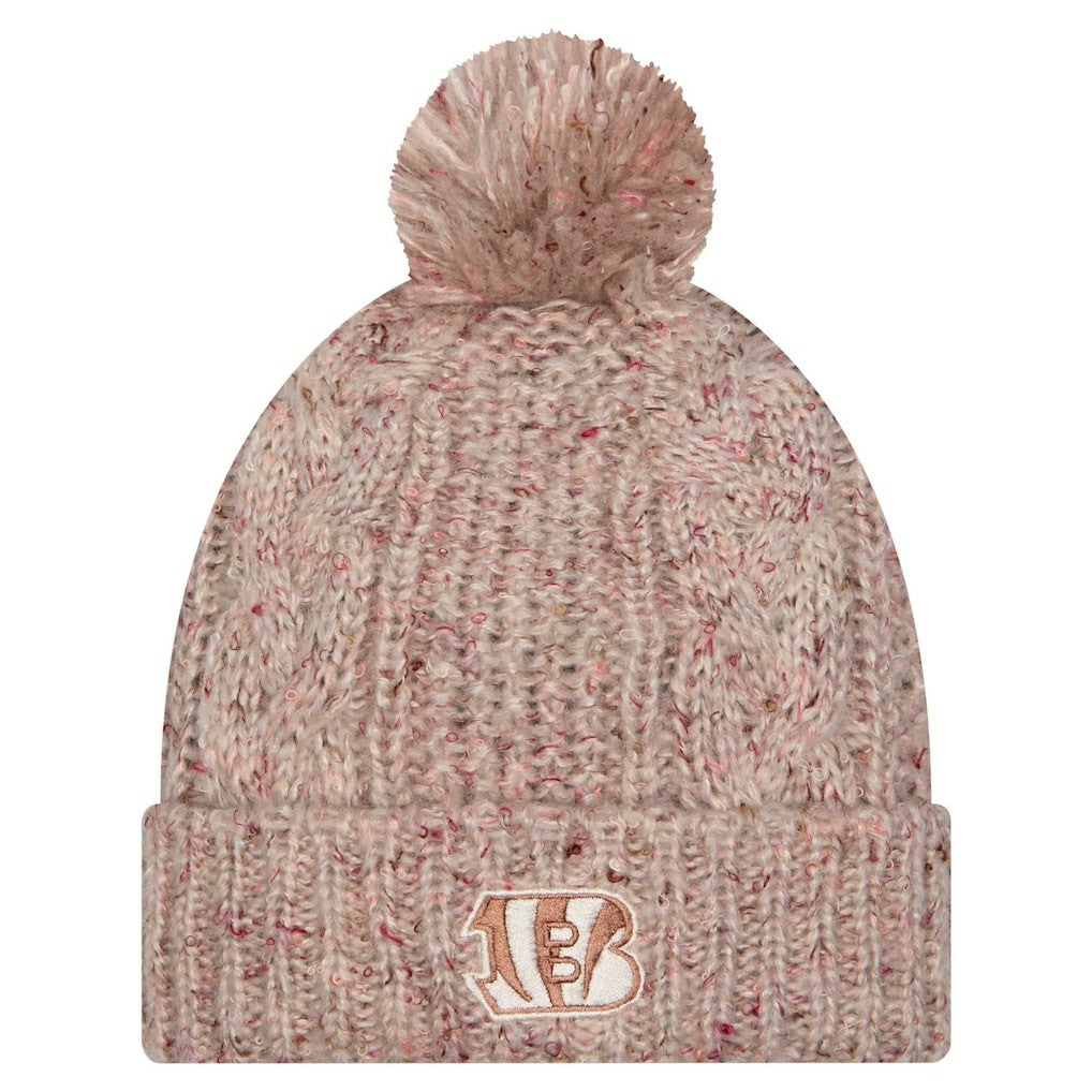 Cincinnati Bengals New Era Women's Trendy Tone Cuffed Knit Hat with Pom - Stone Hats