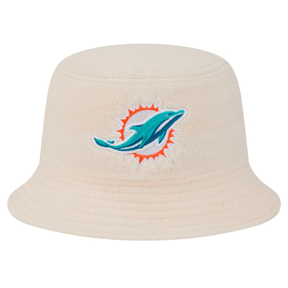 Miami Dolphins New Era Women's Cozy Sherpa Bucket Hat - Cream Hats