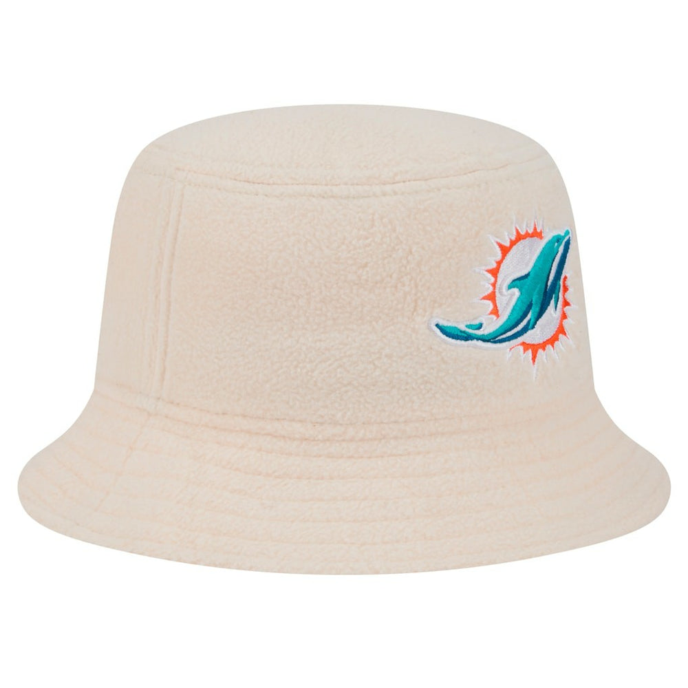 Miami Dolphins New Era Women's Cozy Sherpa Bucket Hat - Cream Hats