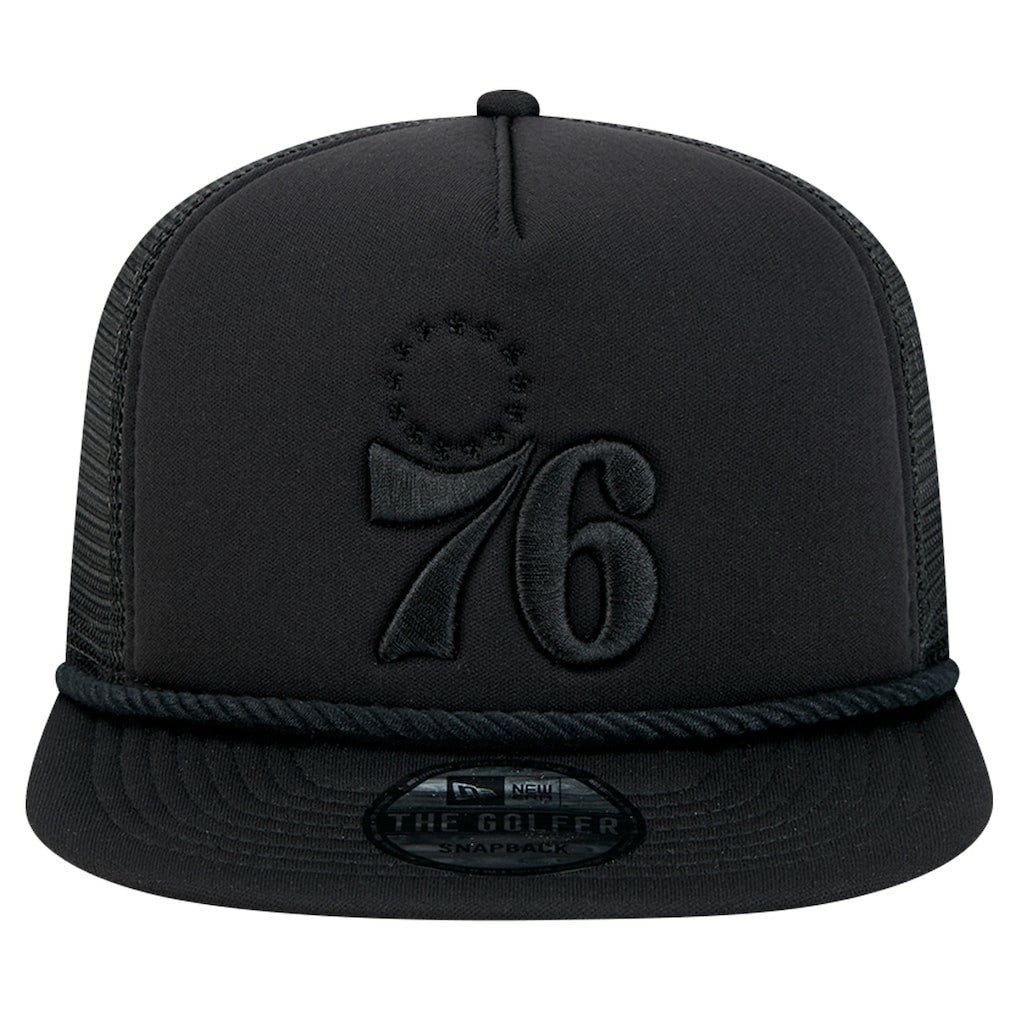 Philadelphia 76ers Tone Foam Meshback Golfer Snapback Hat Black - New Era