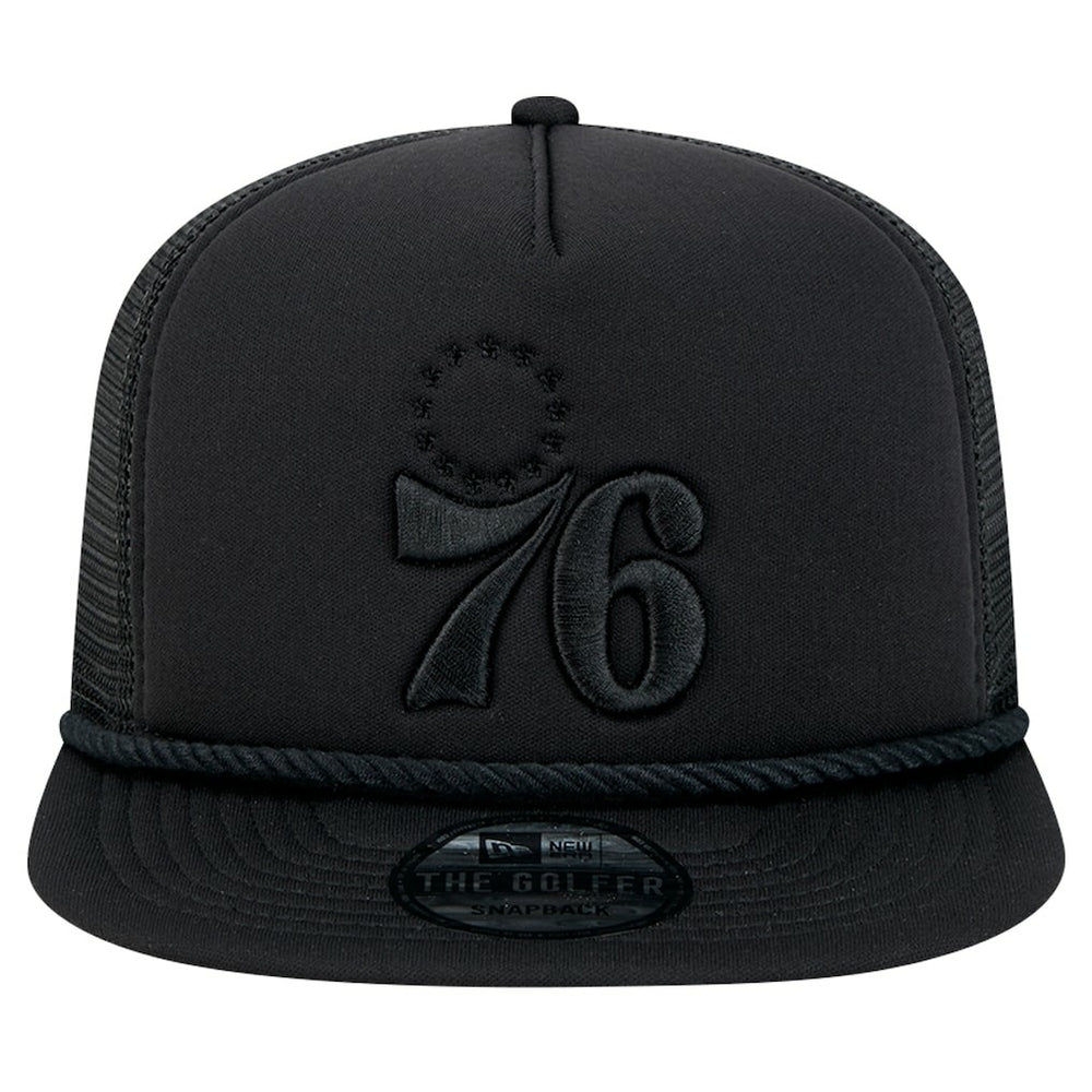 Philadelphia 76ers Tone Foam Meshback Golfer Snapback Hat Black - New Era