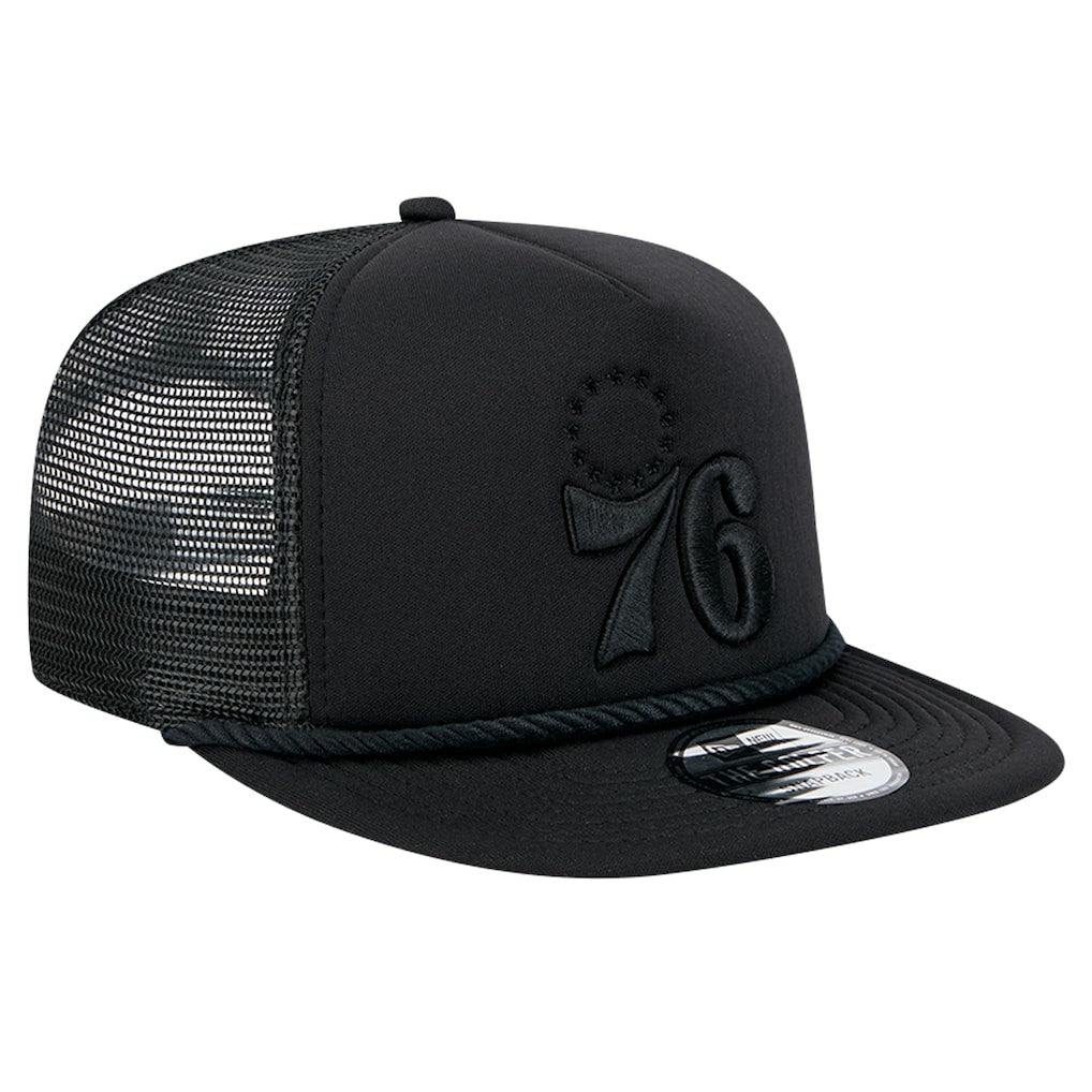 Philadelphia 76ers Tone Foam Meshback Golfer Snapback Hat Black - New Era