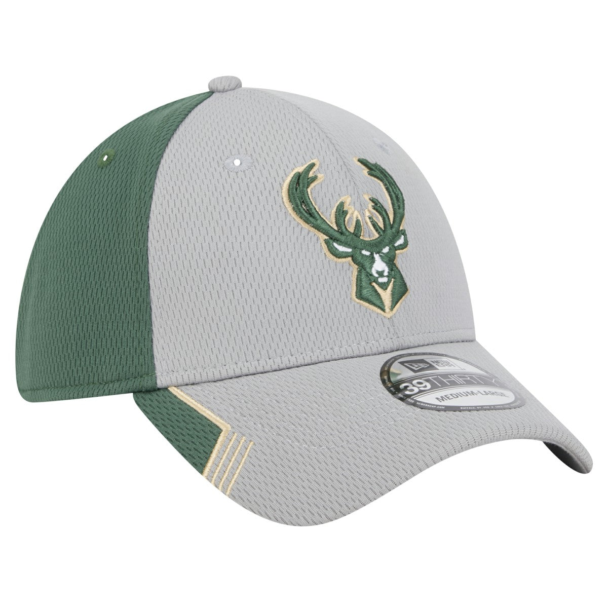 Milwaukee Bucks Active Trim 39THIRTY Flex Hat Gray/Hunter Green - New Era
