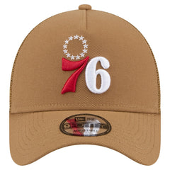 Philadelphia 76ers 9FORTY A-Frame Trucker Adjustable Hat Tan - New Era