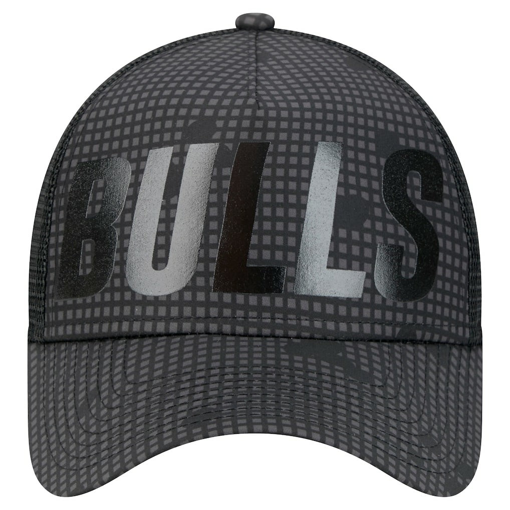 Chicago Bulls Male Adult Midnight Ink Tonal A-Frame Trucker 9FORTY Adjustable Hat Black - New Era